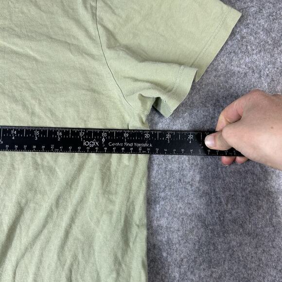 Flax Shirt Womens Large Cotton Light Green Rounded Neck Made In USA Flaw - Picture 6 of 8